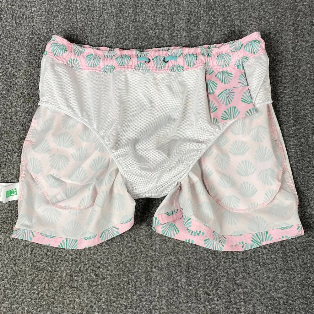 J.Crew Mens Swim Trunks Large Pink Seashell Flex Swimwear‎ BW492 Beach Pool